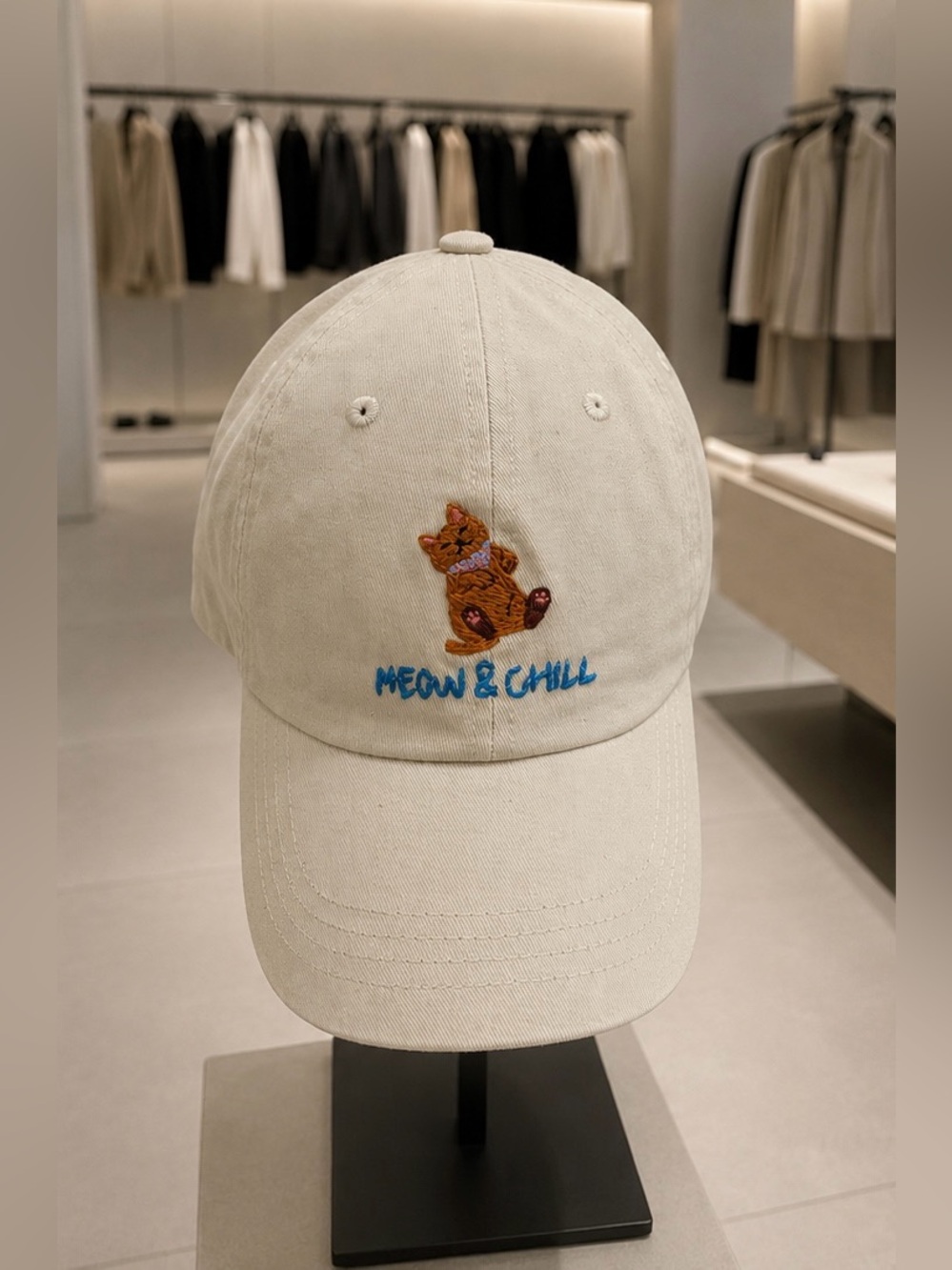 ZARA “Meow & Chill” EMBROIDERED CAT TWILL CAP